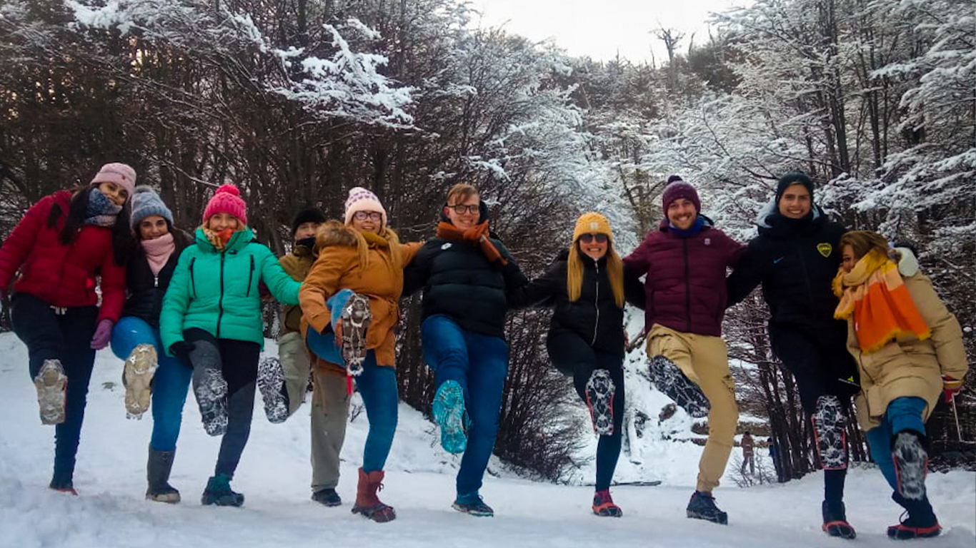 Turistas divertidos en Ushuaia